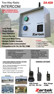 Zartek Long Range Radio Intercom System - R4899.00 incl Installation