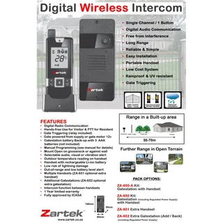 Zartek Digital Wireless One-Button Gate intercom