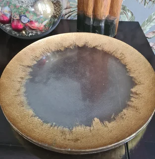 Gold trimmed glass charger plates
