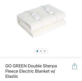 Go Green Double Sherpa Fleece Electric Blanket W/ Elastic