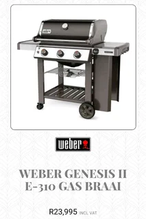Weber Genesis Ii  3burner Gas Braai R15000 Gas Tank No Cover Excluded 2nd Hand Very Good Condition.