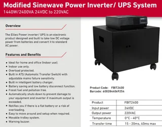 Inverter - Ellies FBIT2400VA 1440W (Dual Battery Pack)