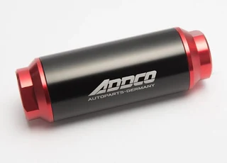 Hi-Flow Performance Fuel Filter: Black &amp; Red with AN10 AN8 AN6 Adapters: 40 Mic Filter