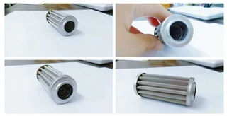 Hi-Flow Performance Fuel Filter: Black &amp; Red with AN10 AN8 AN6 Adapters: 40 Mic Filter