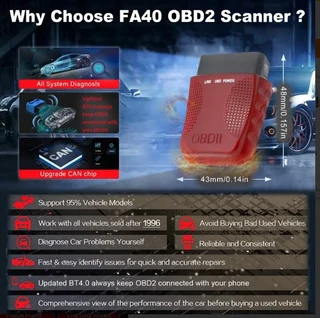 FA40 built-in wireless 4.0 OBD2 Diagnostics code scanner and error eraser
