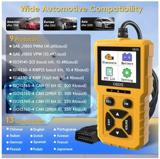 V619 – OBDII Car Scanner Diagnostic Tool, Auto Check Engine Code Reader with Reset.