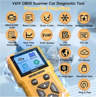 V619 – Obdii Car Scanner Diagnostic Tool, Auto Check Engine Code Reader With Reset.