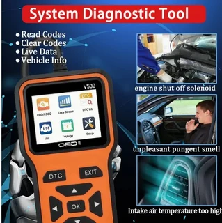 V500 – OBDII Car Diagnostic Tool - OBDII Scanner &amp; Voltage Tester for Engine