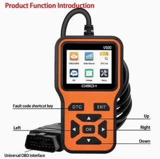 V500 – OBDII Car Diagnostic Tool - OBDII Scanner &amp; Voltage Tester for Engine
