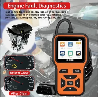 V500 – OBDII Car Diagnostic Tool - OBDII Scanner &amp; Voltage Tester for Engine