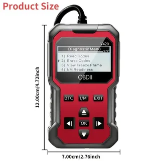 V420 - OBDII Diagnostic Tool for Cars: Code Reader &amp; Engine Fault Scanner and Eraser