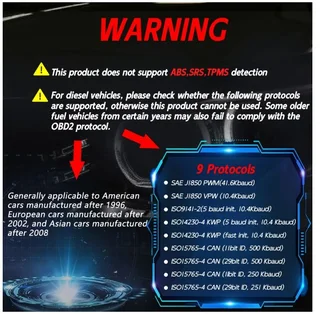 V410 - OBDII Diagnostic Tool for Cars: Code Reader &amp; Engine Fault Scanner with Diagnostics