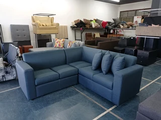 Corner couch L-shaped navy blue