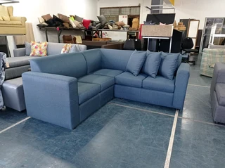 Corner couch L-shaped navy blue