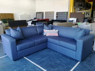 Corner couch L-shaped navy blue
