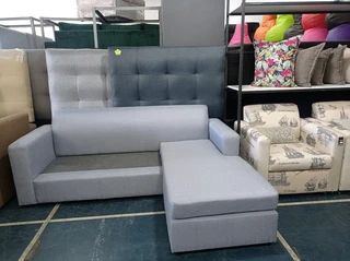 L-shaped couch (light grey) on sale