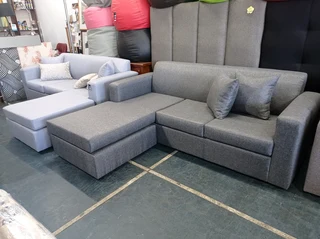 L-shaped couch interchangeable daybed- silver grey