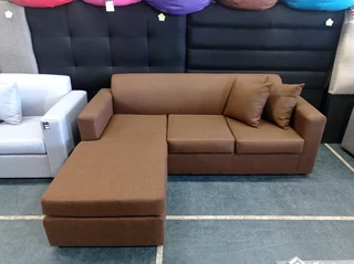 L-shaped couch interchangeable daybed brown