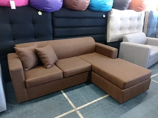 L-shaped couch interchangeable daybed brown