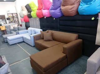 L-shaped couch interchangeable daybed brown