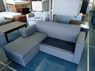 L-shaped daybed couch, charcoal grey.