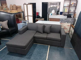 L-shaped daybed couch, grey.
