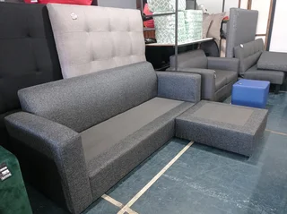 L-shaped daybed couch, dark grey.