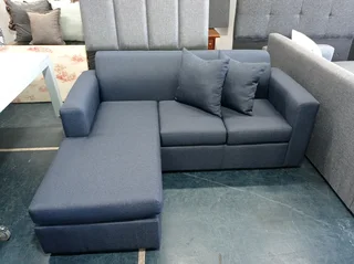 L-shaped interchangeable daybed couch navy blue.