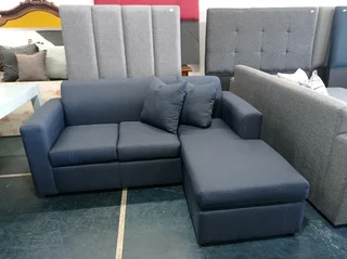 L-shaped interchangeable daybed couch navy blue.
