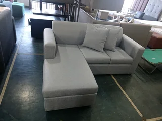 L-shaped interchangeable daybed couch light grey.