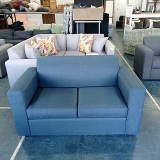 Two seater couch navy blue.
