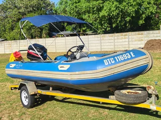 4.3m Flite Semi-Rigid Rubber Duck with 40Hp Mercury on licensed trailer.