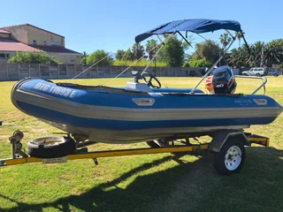 4.3m Flite Semi-Rigid Rubber Duck with 40Hp Mercury on licensed trailer.