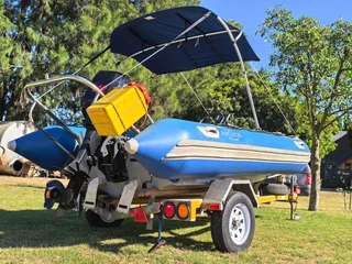 4.3m Flite Semi-Rigid Rubber Duck with 40Hp Mercury on licensed trailer.