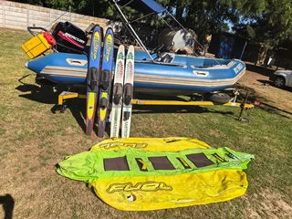 4.3m Flite Semi-Rigid Rubber Duck with 40Hp Mercury on licensed trailer.