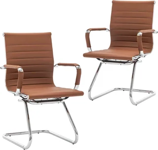 Office visitor chair with a chrome cantilever frame.