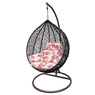 Hanging Patio / Garden / Balcony Swing Chairs - Floral White Cushions