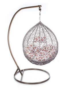 Hanging Patio / Garden / Balcony Swing Chairs - Floral White Cushions