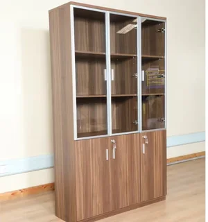 3 Door Display Cabinet- Walnut