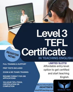 TEFL Level 3 Training and Certification (Internationally recognized UK accreditation)