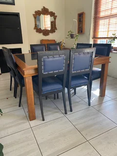 Black Marble Inlaid Oak Dining Table
