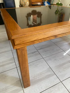 Black Marble Inlaid Oak Dining Table