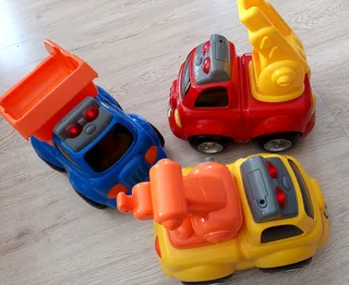 Set of 3 x big chubby vehicles with lights and sirens kids toys