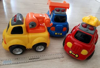 Set of 3 x big chubby vehicles with lights and sirens kids toys