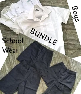 Boys School wear bundle grey shorts x4 and white shirt x4