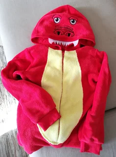 Fluffy Red Dragon onesie suit for kids