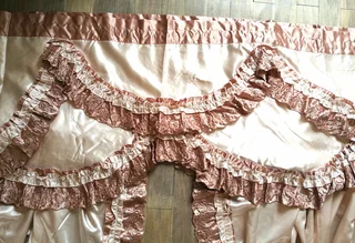 Romantic boho chic lace satin curtain set of 4 with 2 valances