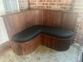 Corner bench Wooden newly covered seat cushion