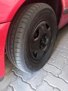 Set of 13&#34; inch Steel Rims / Wheels with tyres. Decent Condition. R2000 neg.