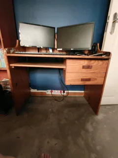 Wooden study desk with drawers